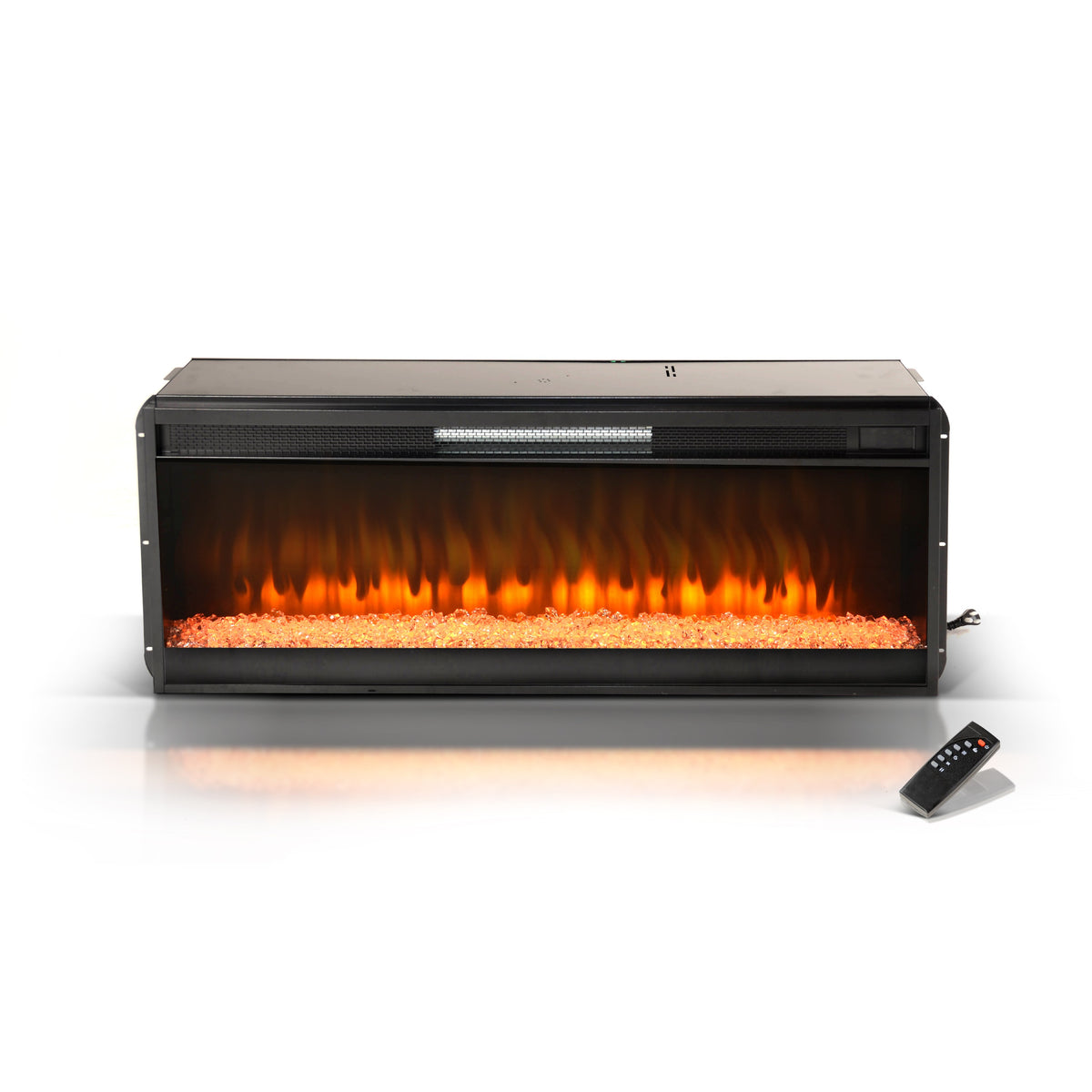 Hemy 43 Inch Electric Log Fireplace Insert w Remote Control, Brick Backdrop  - BM347047