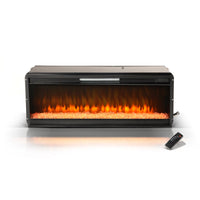 Hemy 43 Inch Electric Log Fireplace Insert w Remote Control, Brick Backdrop  - BM347047