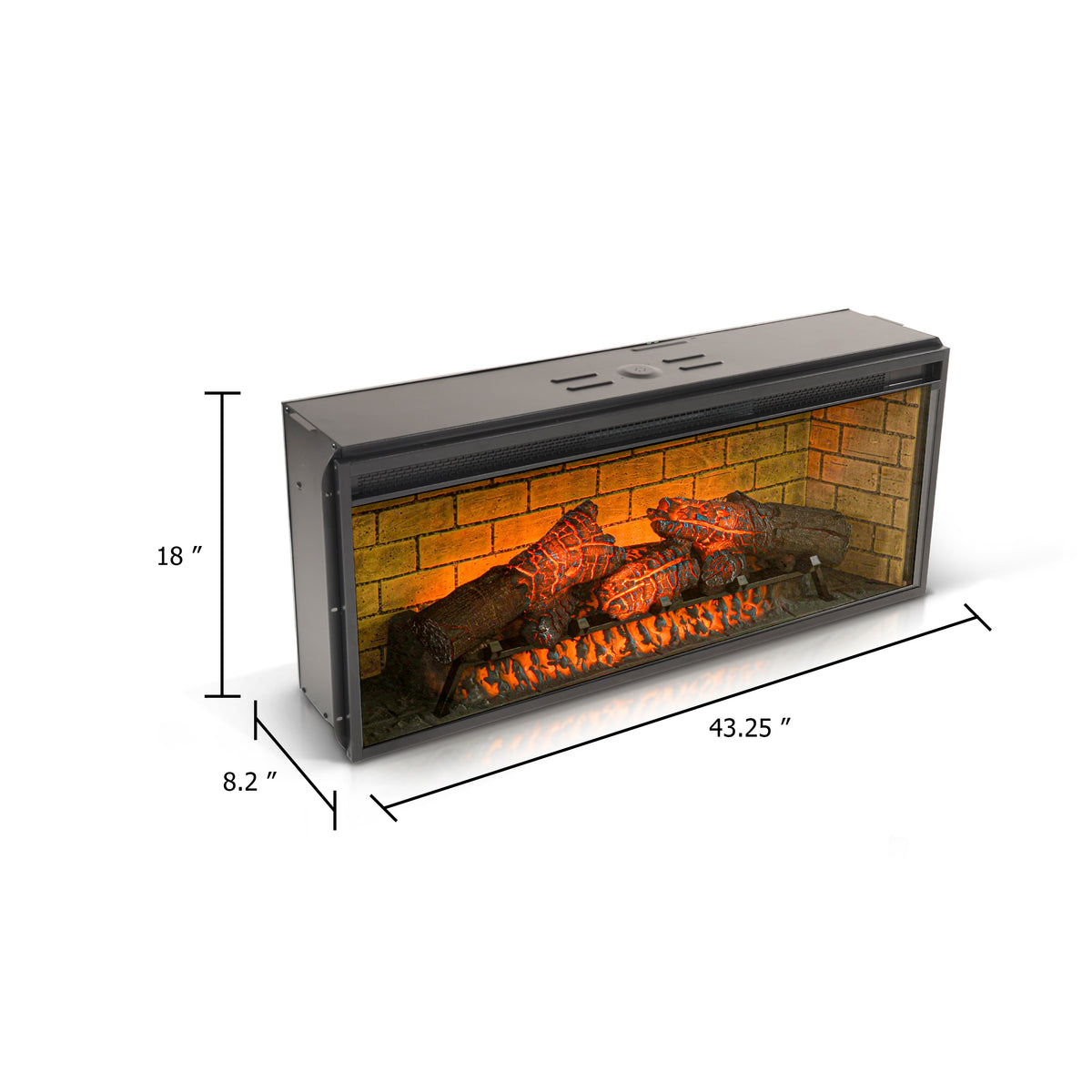Hemy 43 Inch Electric Log Fireplace Insert w Remote Control, Brick Backdrop  - BM347047