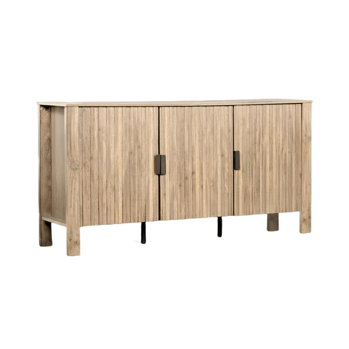 Hay TV Media Cabinet, 3 Reeded Doors, Natural Oak Beige Wood, 47 Inch  - BM347062