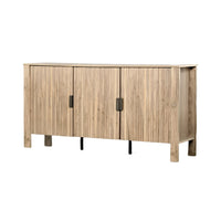 Hay TV Media Cabinet, 3 Reeded Doors, Natural Oak Beige Wood, 47 Inch  - BM347062