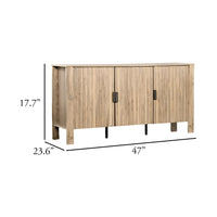 Hay TV Media Cabinet, 3 Reeded Doors, Natural Oak Beige Wood, 47 Inch  - BM347062