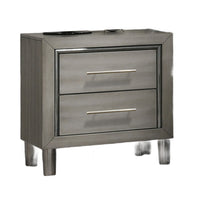 Levy Nightstand, Modern Gray Finish with Silver Metal Accents, 27 Inch  - BM347063