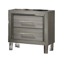 Levy Nightstand, Modern Gray Finish with Silver Metal Accents, 27 Inch  - BM347063