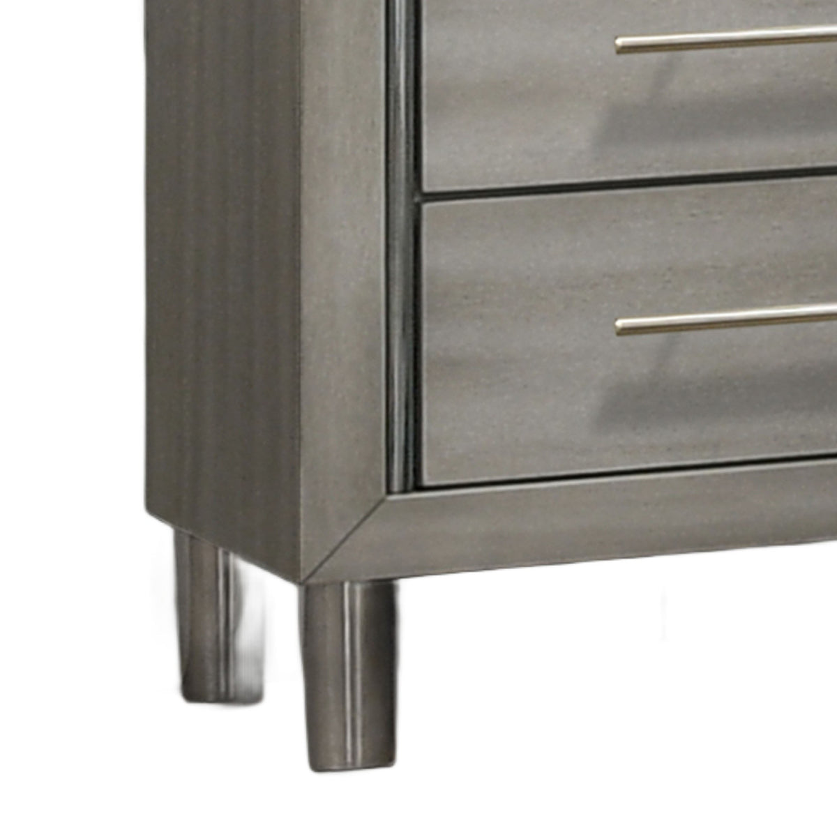 Levy Nightstand, Modern Gray Finish with Silver Metal Accents, 27 Inch  - BM347063