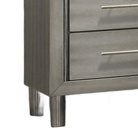 Levy Nightstand, Modern Gray Finish with Silver Metal Accents, 27 Inch  - BM347063