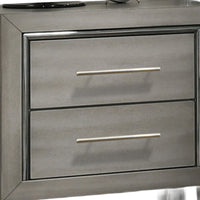 Levy Nightstand, Modern Gray Finish with Silver Metal Accents, 27 Inch  - BM347063