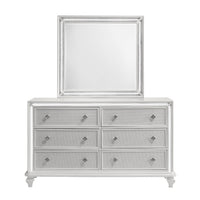 Stacy Dresser Mirror, White Wood, Integrated LED Lighting, 39x41  - BM347064