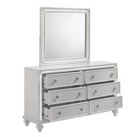 Stacy Dresser Mirror, White Wood, Integrated LED Lighting, 39x41  - BM347064