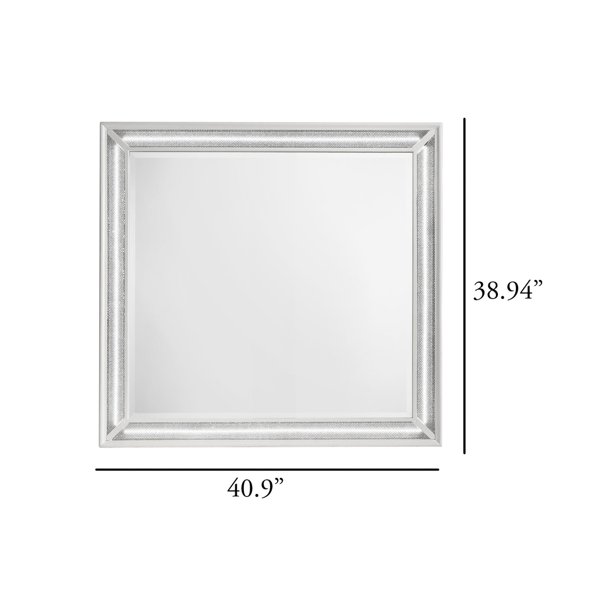 Stacy Dresser Mirror, White Wood, Integrated LED Lighting, 39x41  - BM347064
