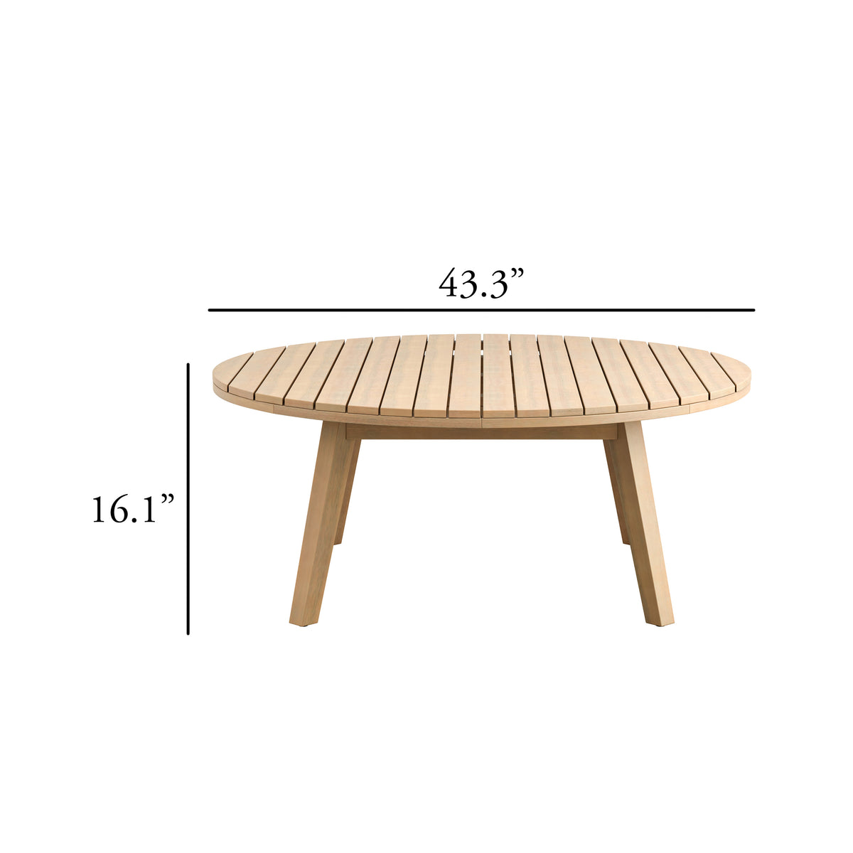 Heya Patio Coffee Table, Brown Acacia Wood, Round 43 Inch Top  - BM347066