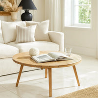 Heya Patio Coffee Table, Brown Acacia Wood, Round 43 Inch Top  - BM347066
