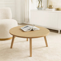 Heya Patio Coffee Table, Brown Acacia Wood, Round 43 Inch Top  - BM347066