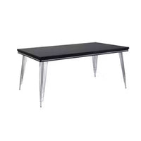 Zoe Dining Table, Black, Silver Rubberwood, Chrome Steel Legs, 71 Inch  - BM347067