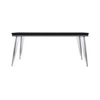 Zoe Dining Table, Black, Silver Rubberwood, Chrome Steel Legs, 71 Inch  - BM347067
