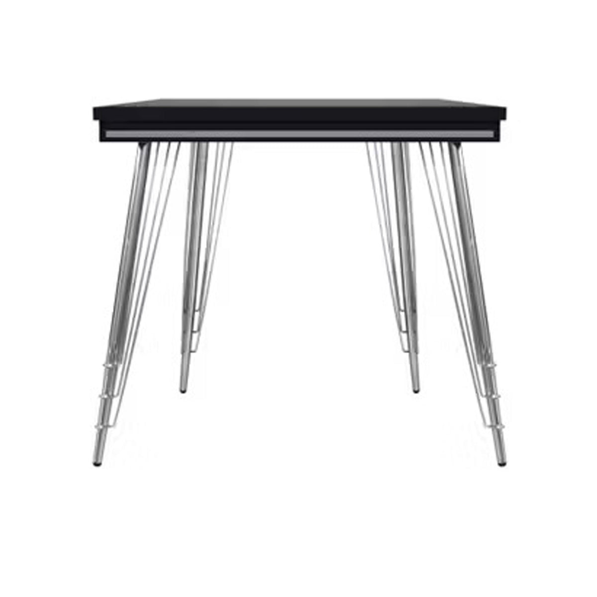 Zoe Dining Table, Black, Silver Rubberwood, Chrome Steel Legs, 71 Inch  - BM347067