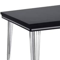 Zoe Dining Table, Black, Silver Rubberwood, Chrome Steel Legs, 71 Inch  - BM347067