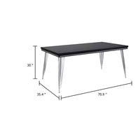 Zoe Dining Table, Black, Silver Rubberwood, Chrome Steel Legs, 71 Inch  - BM347067