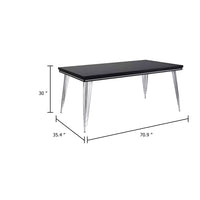Zoe Dining Table, Black, Silver Rubberwood, Chrome Steel Legs, 71 Inch  - BM347067