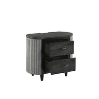 Sevy Nightstand, Black, Gray Reeded Fabric Sides, 2 Drawers, 33 Inch  - BM347068