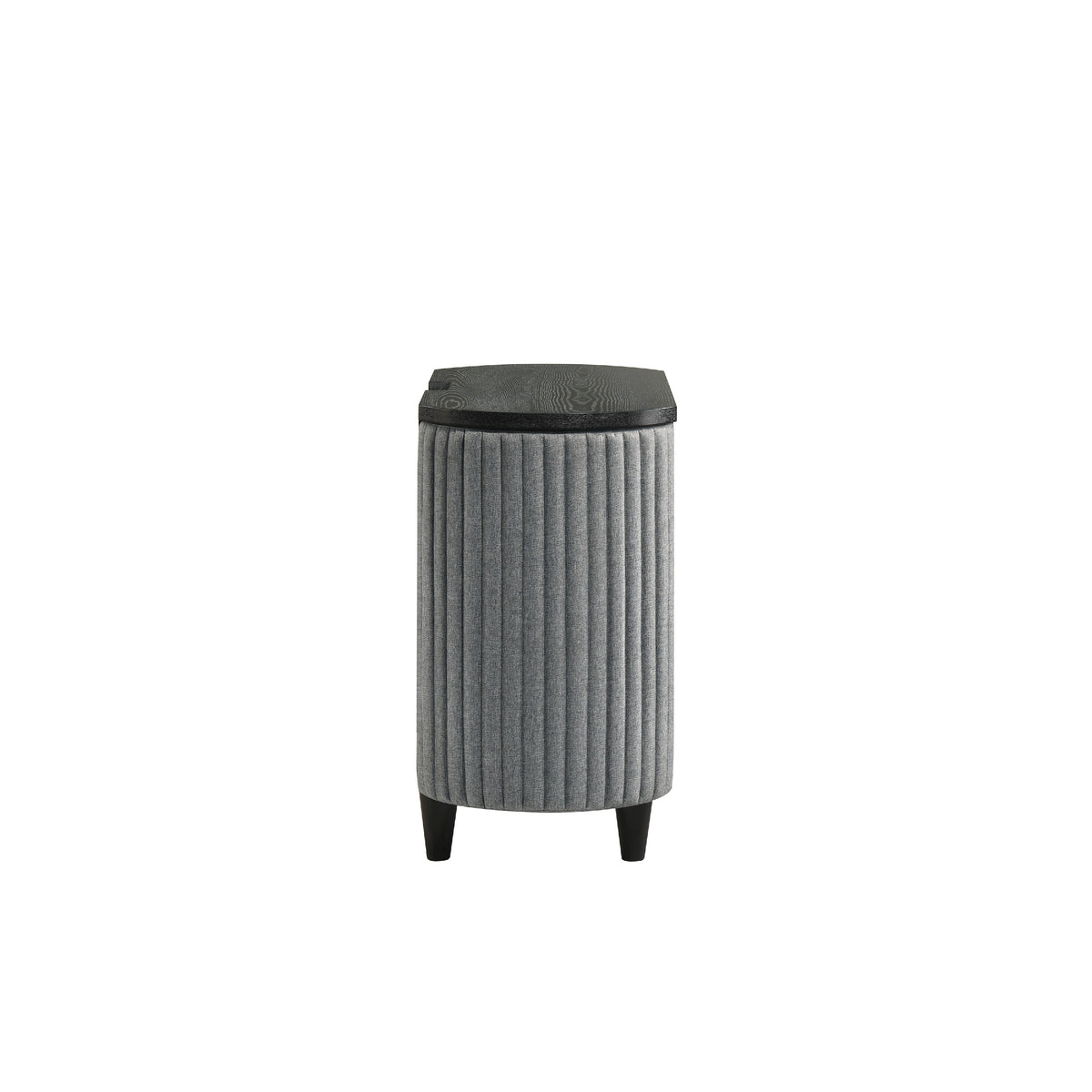 Sevy Nightstand, Black, Gray Reeded Fabric Sides, 2 Drawers, 33 Inch  - BM347068