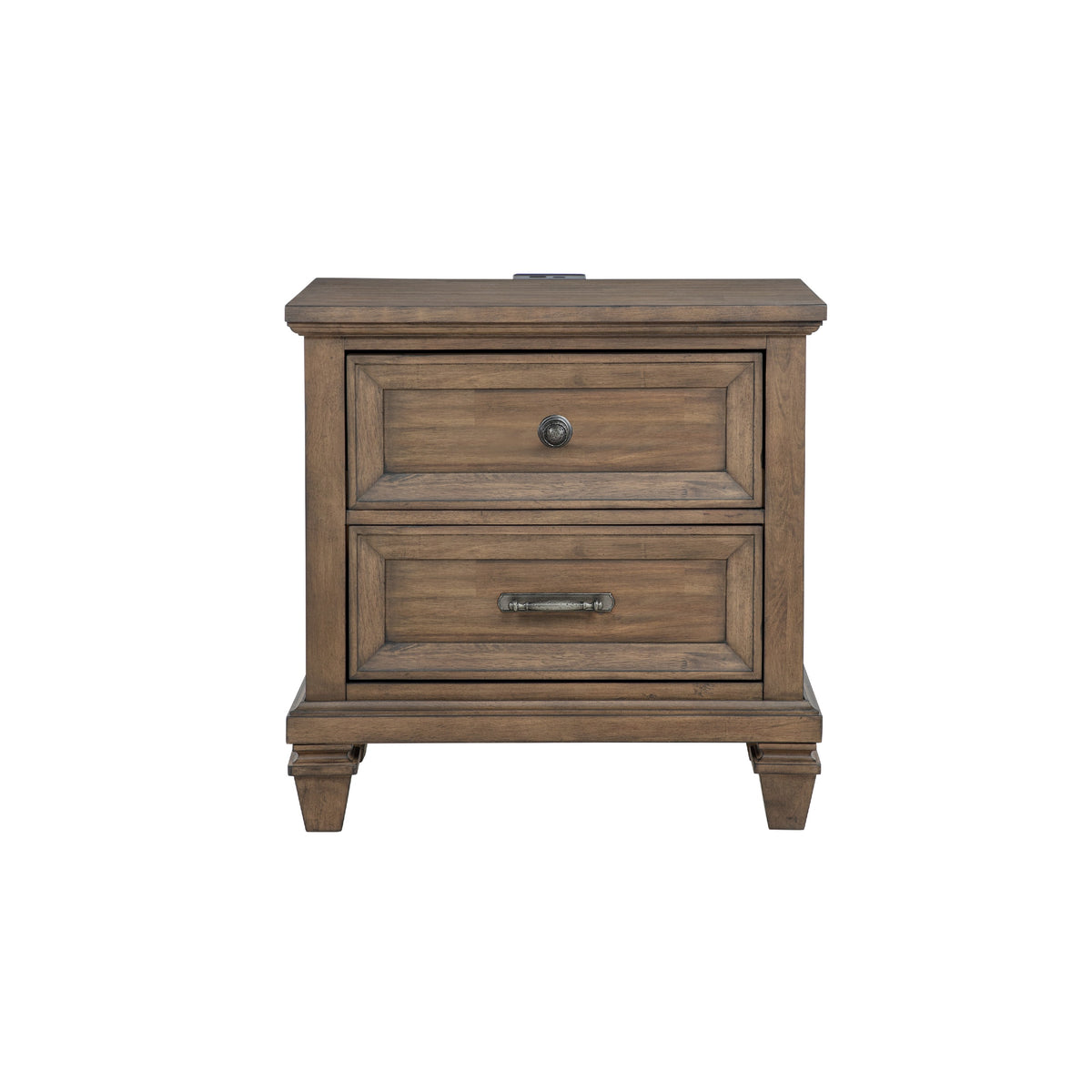 Henry Classic Nightstand, Brown Acacia Wood, 2 Drawers, 29 Inch  - BM347069