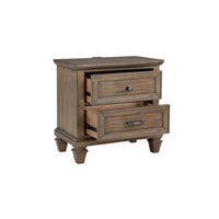 Henry Classic Nightstand, Brown Acacia Wood, 2 Drawers, 29 Inch  - BM347069