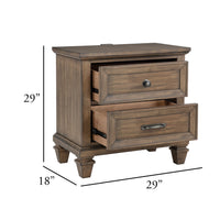 Henry Classic Nightstand, Brown Acacia Wood, 2 Drawers, 29 Inch  - BM347069