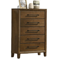 Lary Tall Dresser Chest, Youth bedroom, Walnut Brown, 5 Drawers  - BM347073