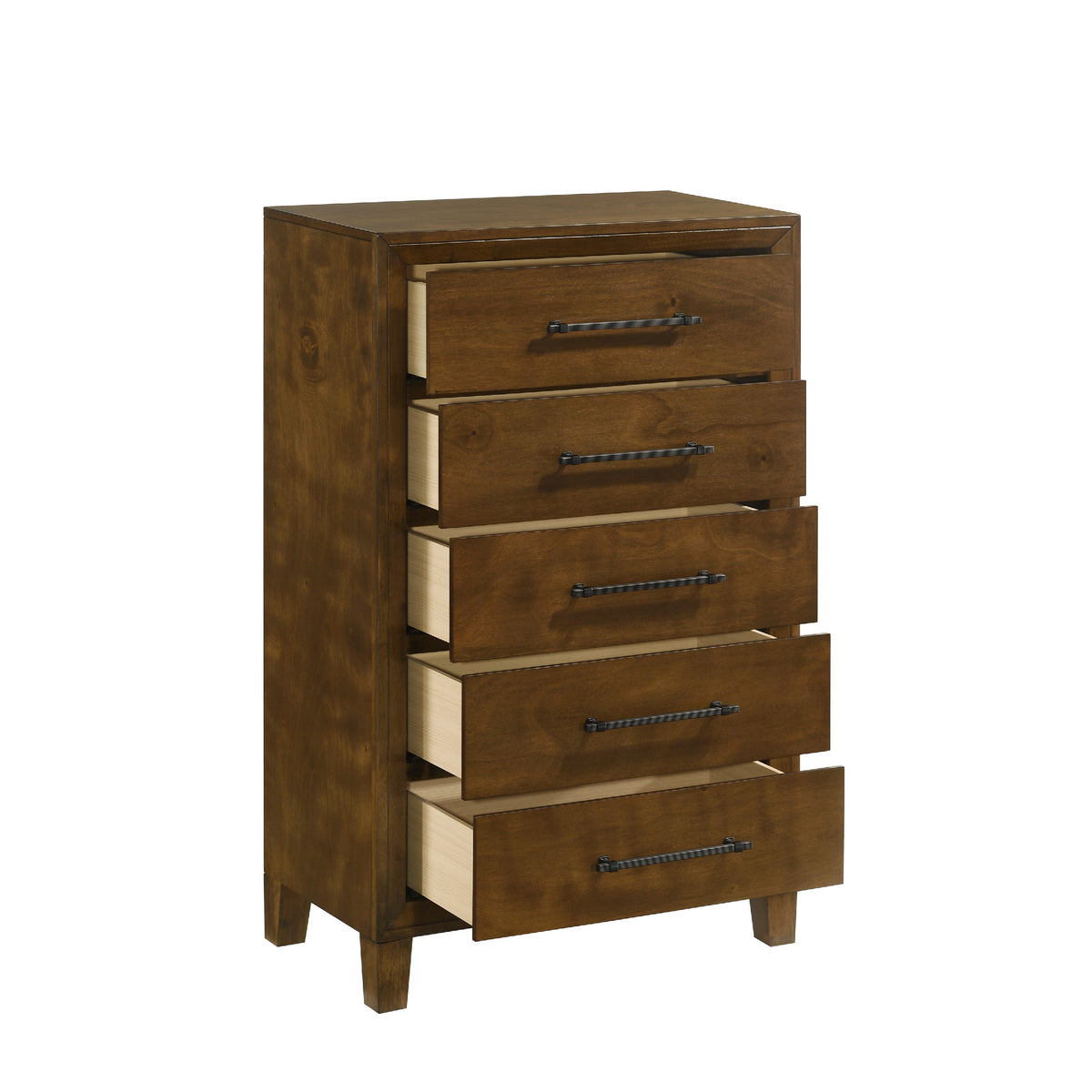 Lary Tall Dresser Chest, Youth bedroom, Walnut Brown, 5 Drawers  - BM347073