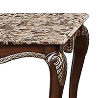 Liana End Table, Classic Cherry Brown Pine Wood, Ornate Carvings, 28 Inch  - BM347079