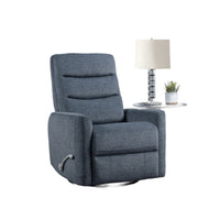 Aki Swivel Power Recliner Chair, Tufted Blue Polyester, Feather Blend  - BM347083