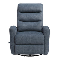 Aki Swivel Power Recliner Chair, Tufted Blue Polyester, Feather Blend  - BM347083