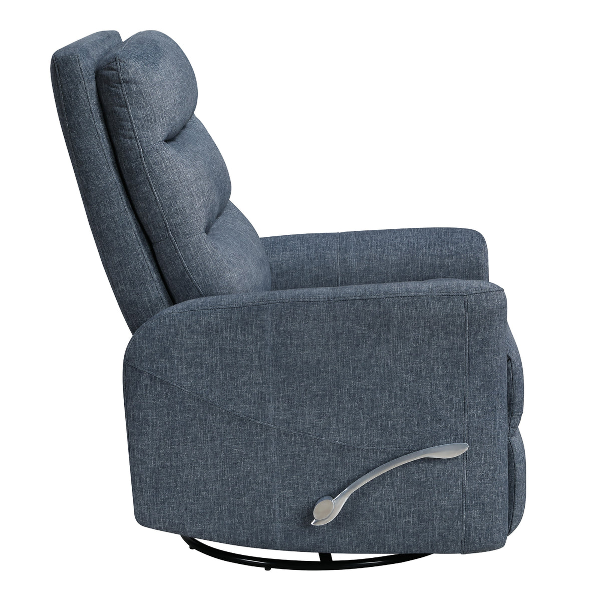 Aki Swivel Power Recliner Chair, Tufted Blue Polyester, Feather Blend  - BM347083
