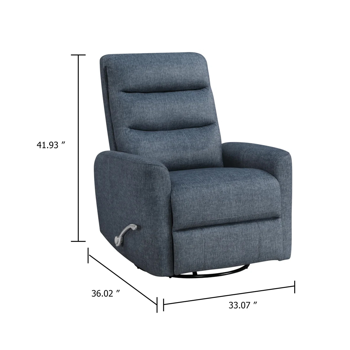 Aki Swivel Power Recliner Chair, Tufted Blue Polyester, Feather Blend  - BM347083