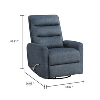 Aki Swivel Power Recliner Chair, Tufted Blue Polyester, Feather Blend  - BM347083