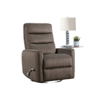 Aki Swivel Power Recliner Chair, Tufted Brown Polyester, Feather Blend  - BM347084