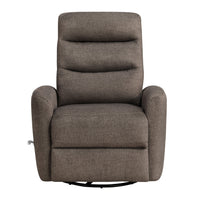 Aki Swivel Power Recliner Chair, Tufted Brown Polyester, Feather Blend  - BM347084
