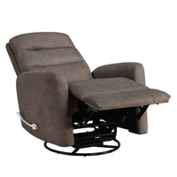 Aki Swivel Power Recliner Chair, Tufted Brown Polyester, Feather Blend  - BM347084
