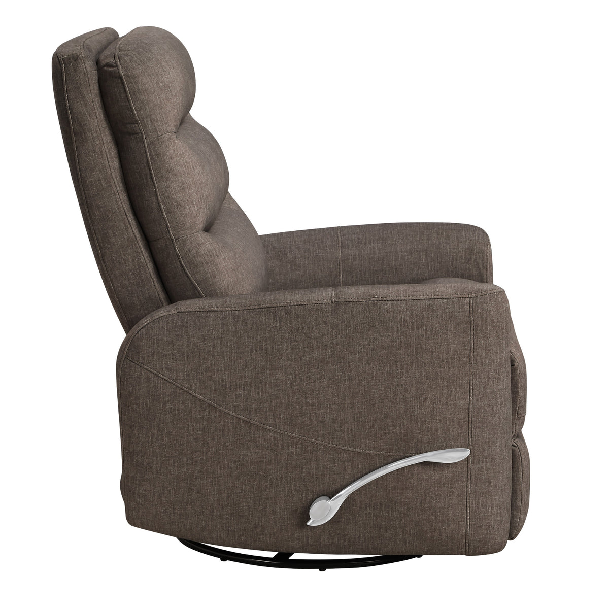 Aki Swivel Power Recliner Chair, Tufted Brown Polyester, Feather Blend  - BM347084