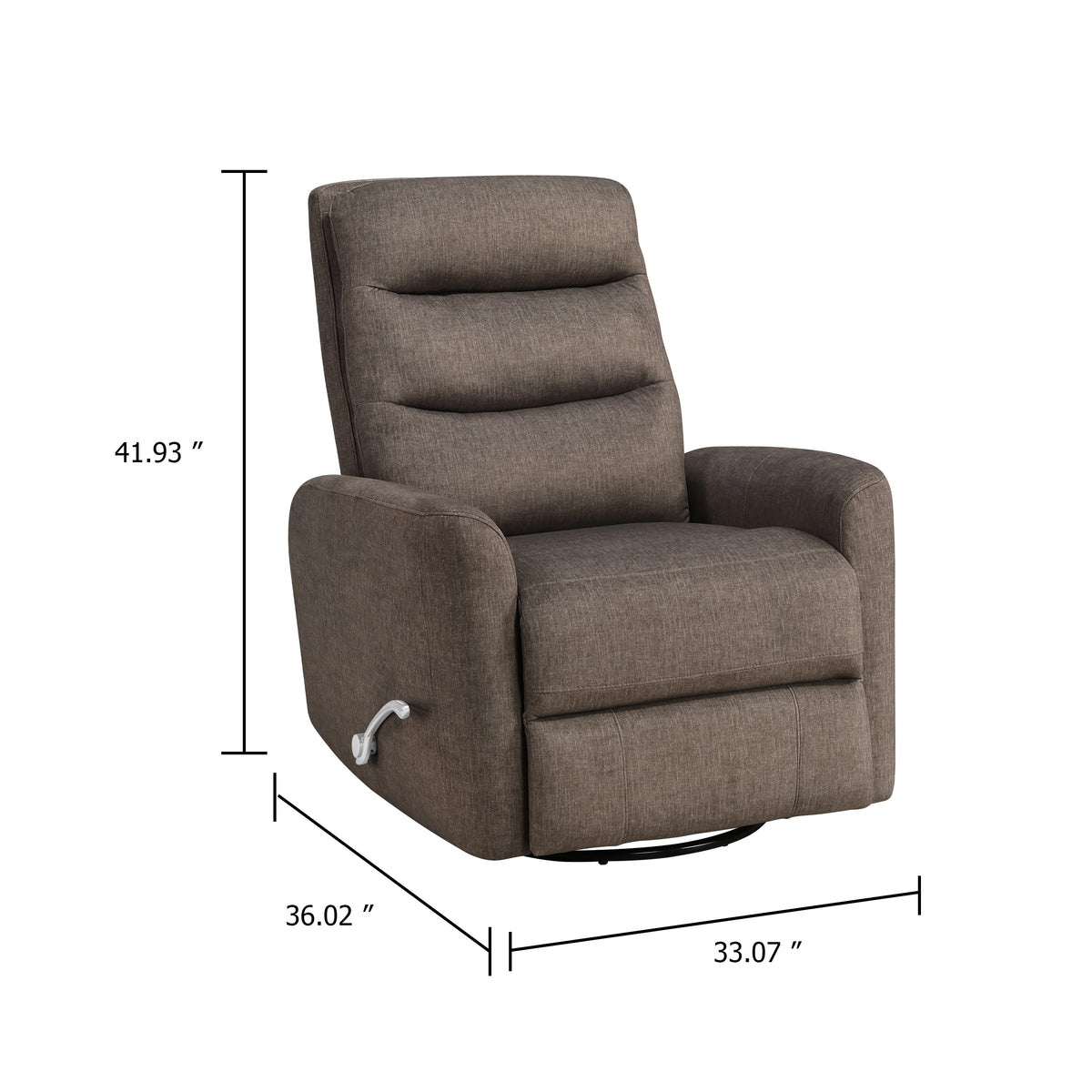 Aki Swivel Power Recliner Chair, Tufted Brown Polyester, Feather Blend  - BM347084