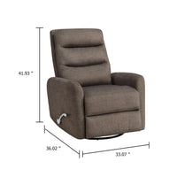 Aki Swivel Power Recliner Chair, Tufted Brown Polyester, Feather Blend  - BM347084