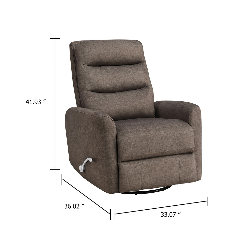 Aki Swivel Power Recliner Chair, Tufted Brown Polyester, Feather Blend  - BM347084
