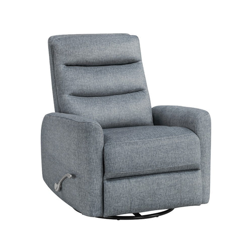 Aki Swivel Power Recliner Chair, Tufted Gray Polyester, Feather Blend  - BM347085