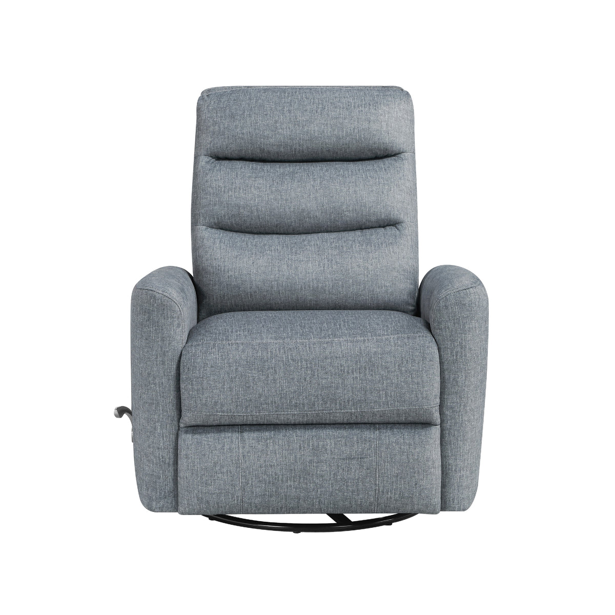 Aki Swivel Power Recliner Chair, Tufted Gray Polyester, Feather Blend  - BM347085