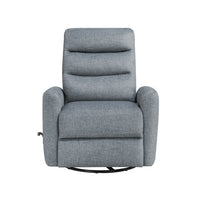 Aki Swivel Power Recliner Chair, Tufted Gray Polyester, Feather Blend  - BM347085