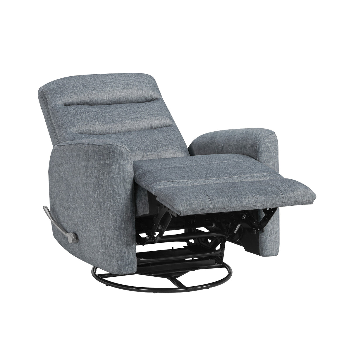 Aki Swivel Power Recliner Chair, Tufted Gray Polyester, Feather Blend  - BM347085