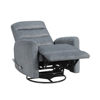 Aki Swivel Power Recliner Chair, Tufted Gray Polyester, Feather Blend  - BM347085
