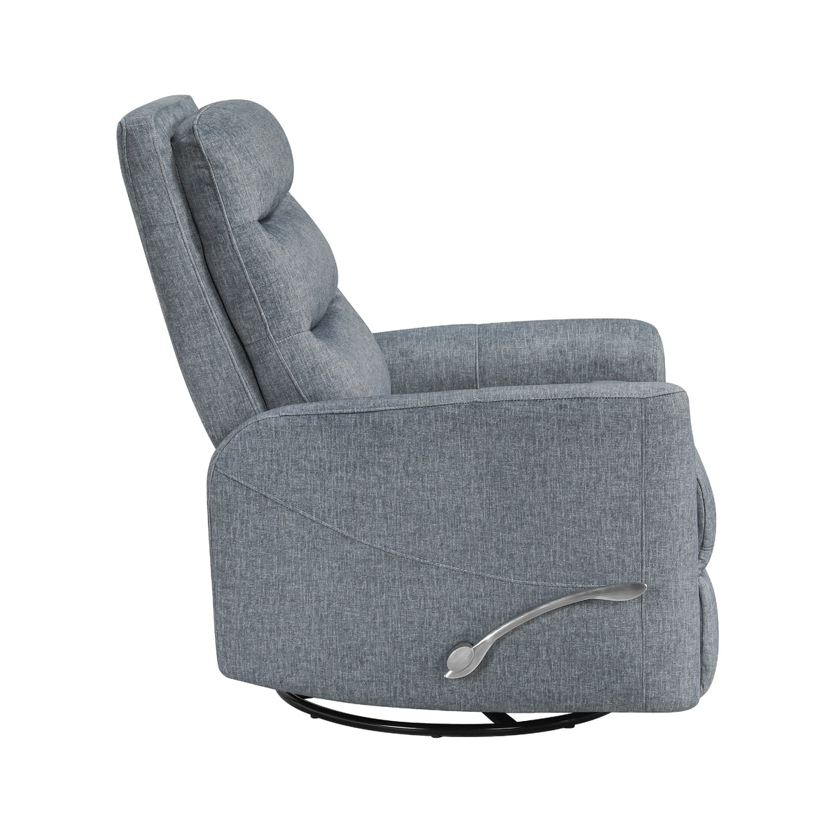 Aki Swivel Power Recliner Chair, Tufted Gray Polyester, Feather Blend  - BM347085