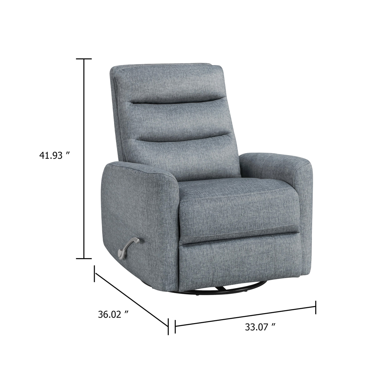 Aki Swivel Power Recliner Chair, Tufted Gray Polyester, Feather Blend  - BM347085